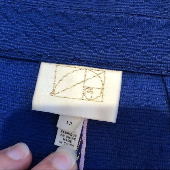 Anthropologie blue chevron textured button front blazer size 12 - Picture 15 of 16